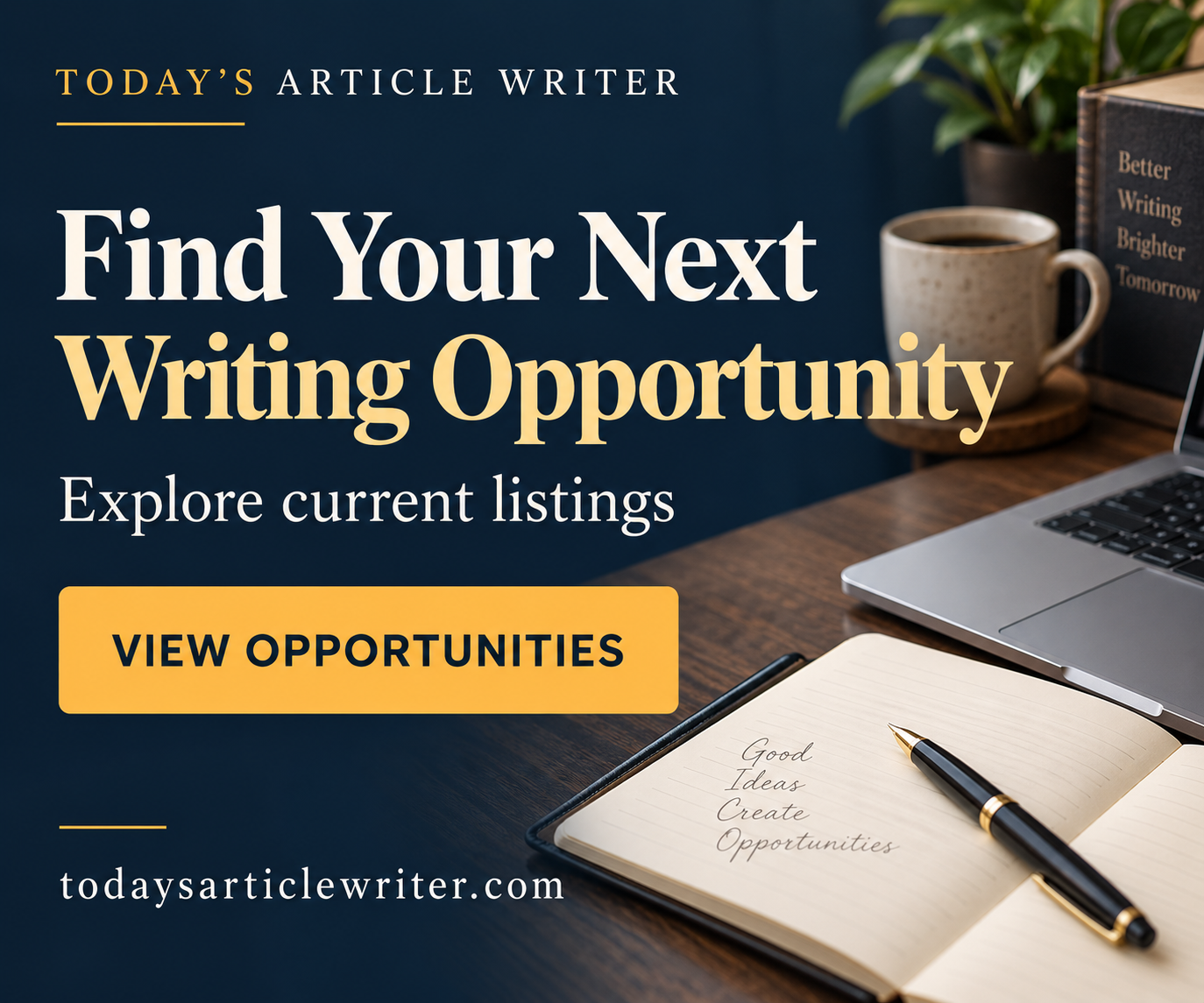 Find your next writing opportunity. Explore current listings on Today’s Article Writer.